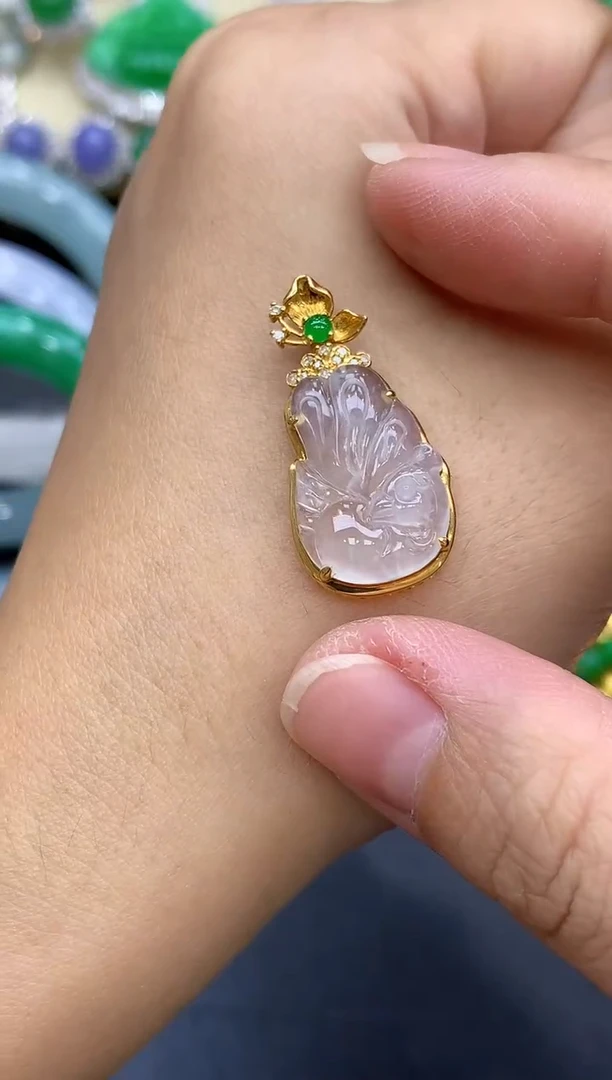 颈饰18K金镶嵌翡翠159-中国好珍宝