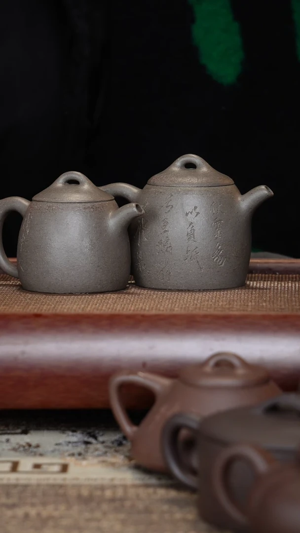 【闪购商品】紫砂茶壶秦权鲨皮青龙刻绘全手工