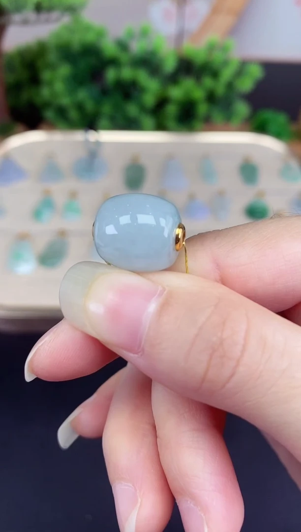 吊坠(不含链)18K金镶嵌翡翠路路通-@@CMT799-2