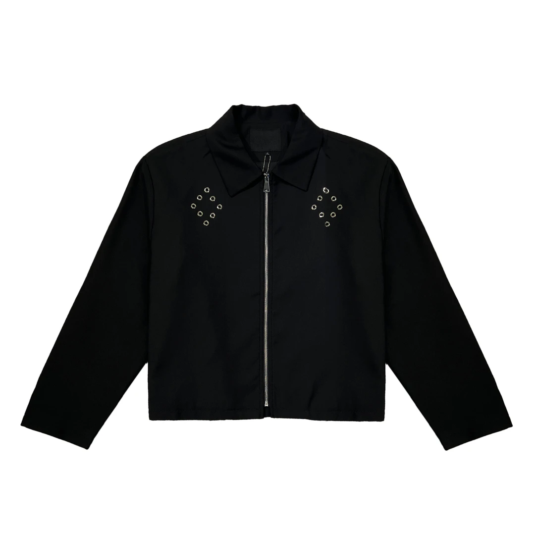 【亦轴】西料机孔黑色短款外套