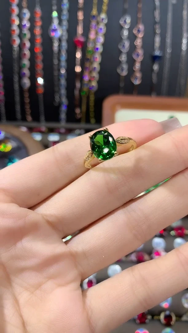 银S925镶嵌戒指碧玺810金