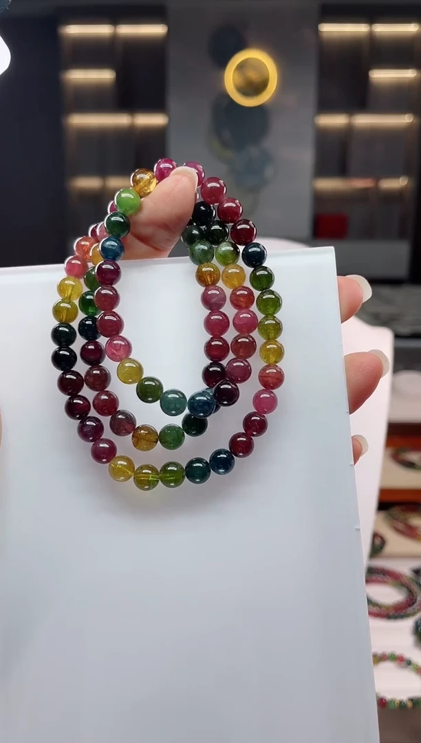 未镶嵌老矿碧玺三圈手串7mm+碧玺（多样性发一条）Q