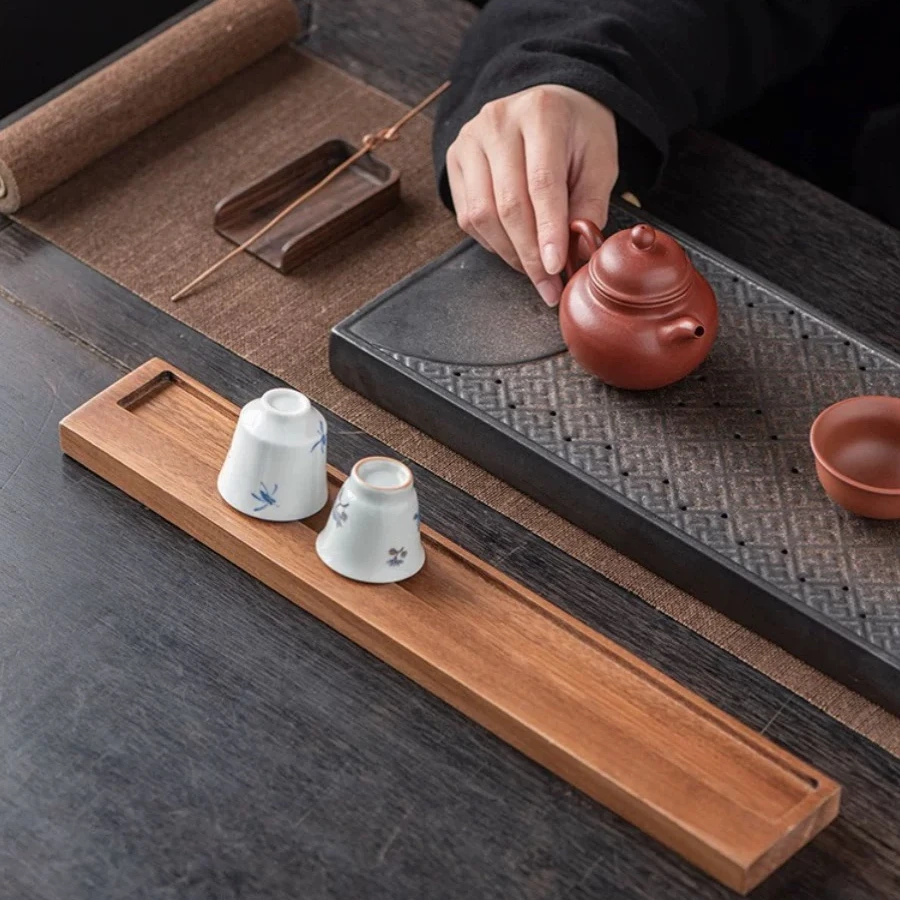 实木茶杯架高档茶桌茶台杯托茶具收纳置物架家用小型沥水式茶道托