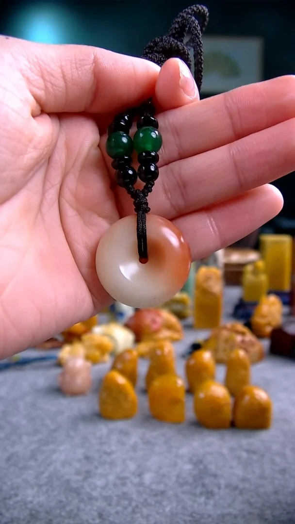 【闪购商品】寿山石芙蓉平安扣挂坠2.6*2.6*1.0