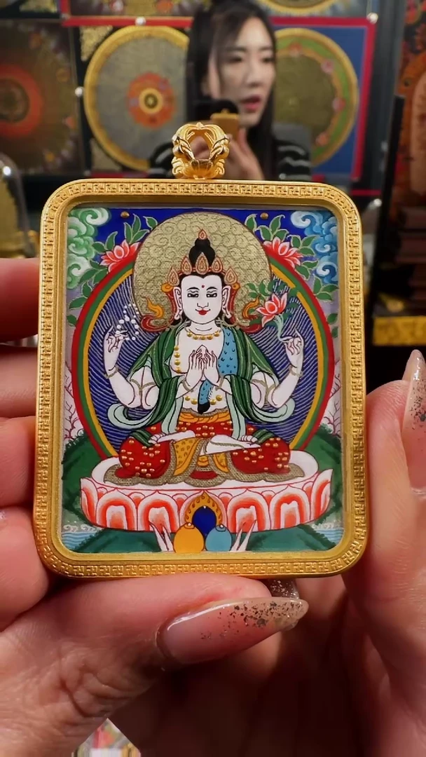 【闪购商品】吊坠壹善缘城手绘唐卡四臂