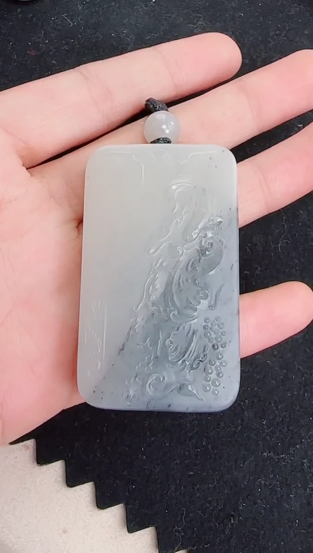 和田玉未镶嵌吊坠(赠链)新疆和田玉黒山料无事牌吊坠 高级珠宝
