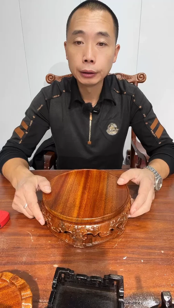 木老花整雕刻圆形底座20*22.5*8