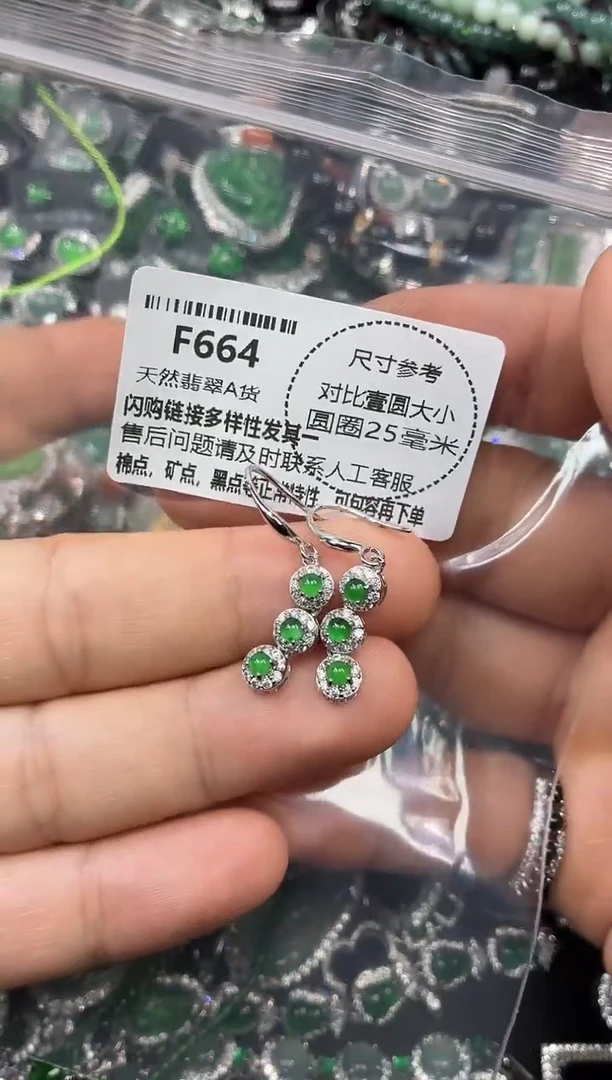 颈饰未镶嵌翡翠F664耳钩