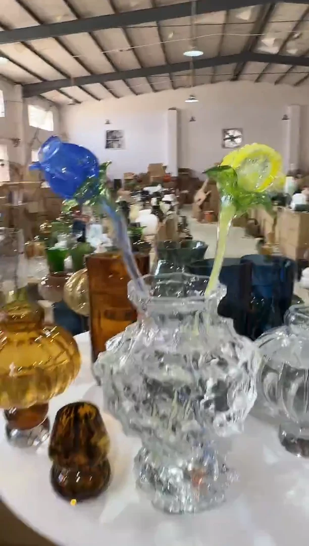 无铅玻璃557琉璃花两只蓝色黄色
