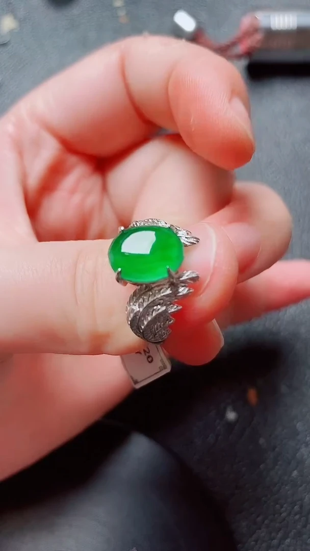 翡翠戒指银S925镶嵌翡翠