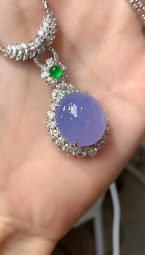 项链18K金镶嵌翡翠D42 紫货有一定色差