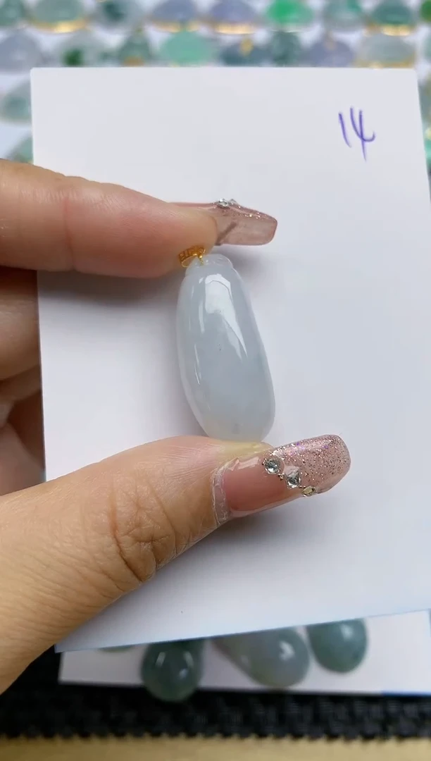 【闪购商品】翡翠颈饰18K金镶嵌天然A货翡翠 14