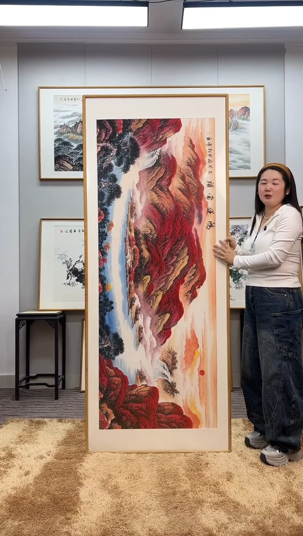 国画手绘鸿运当头202*82尺寸