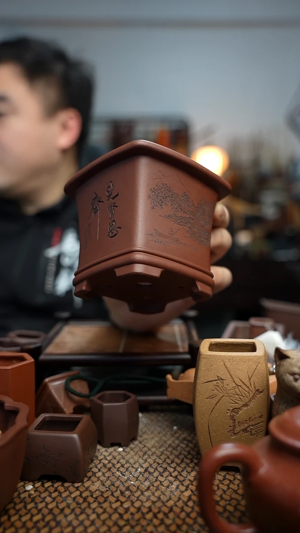 紫砂花盆车*轨長木軒精品紫砂