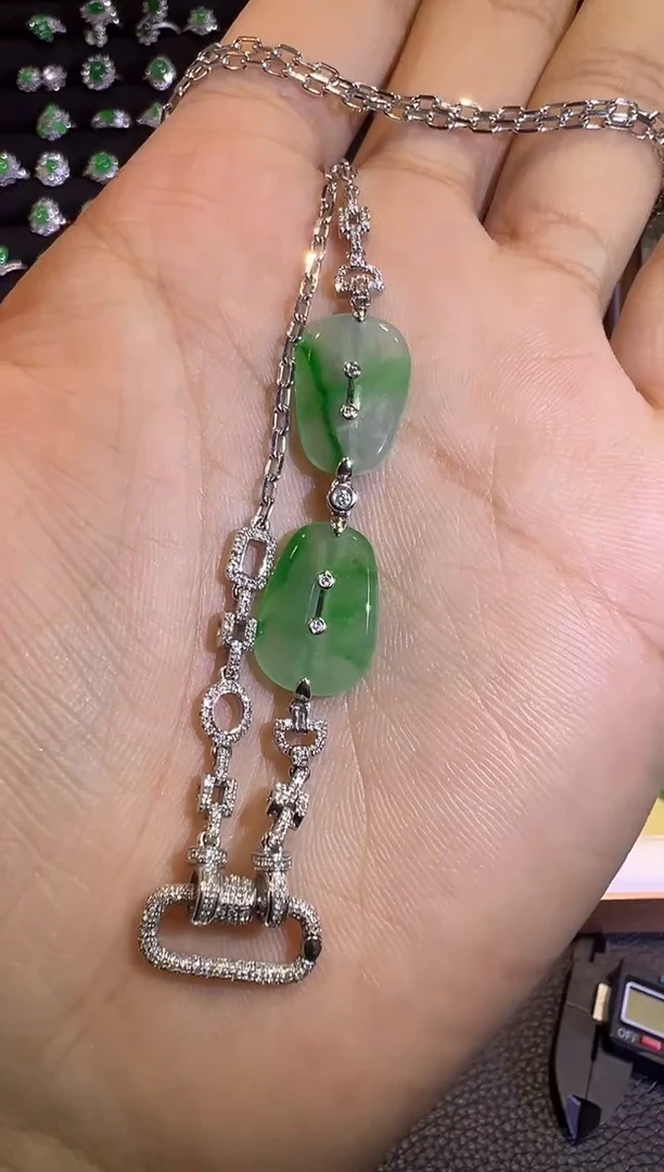 【闪购商品】翡翠颈饰18K金镶嵌精工重金版万能链回形针