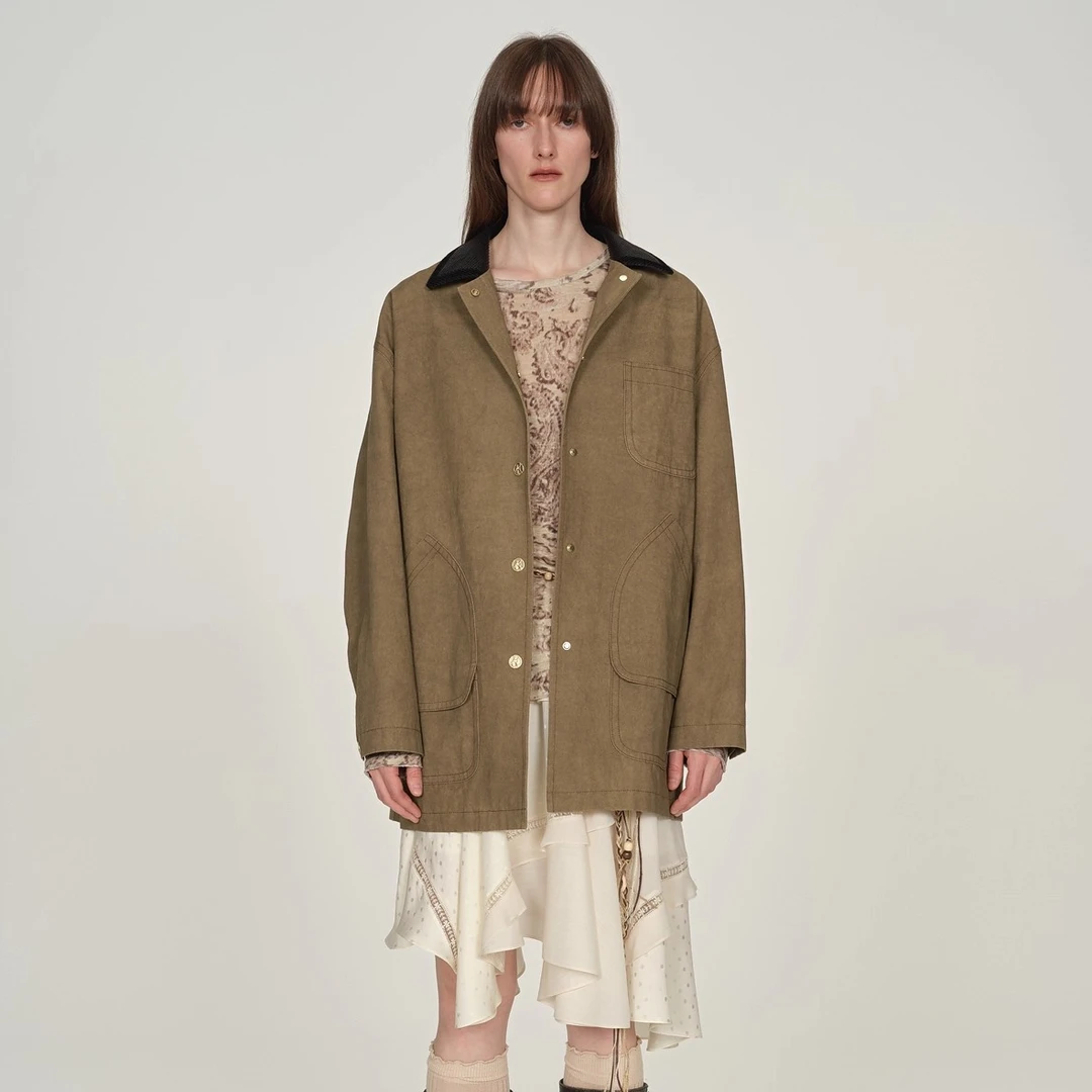 ICE DUST 拼接多口袋短风衣25年秋25PFWC03DD——2480