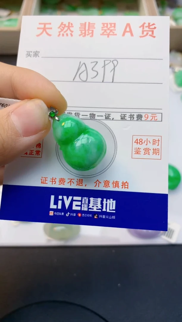 颈饰18K金镶嵌翡翠天然缅甸A货翡翠百元以上9元证书费自理