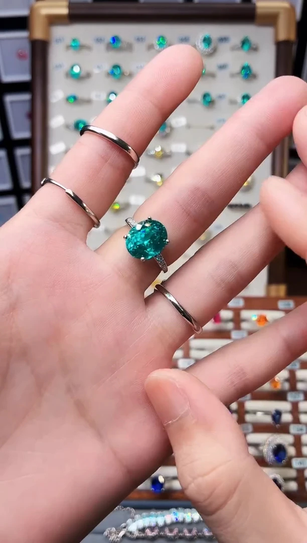 无925银轻奢帕拉伊巴色女神戒