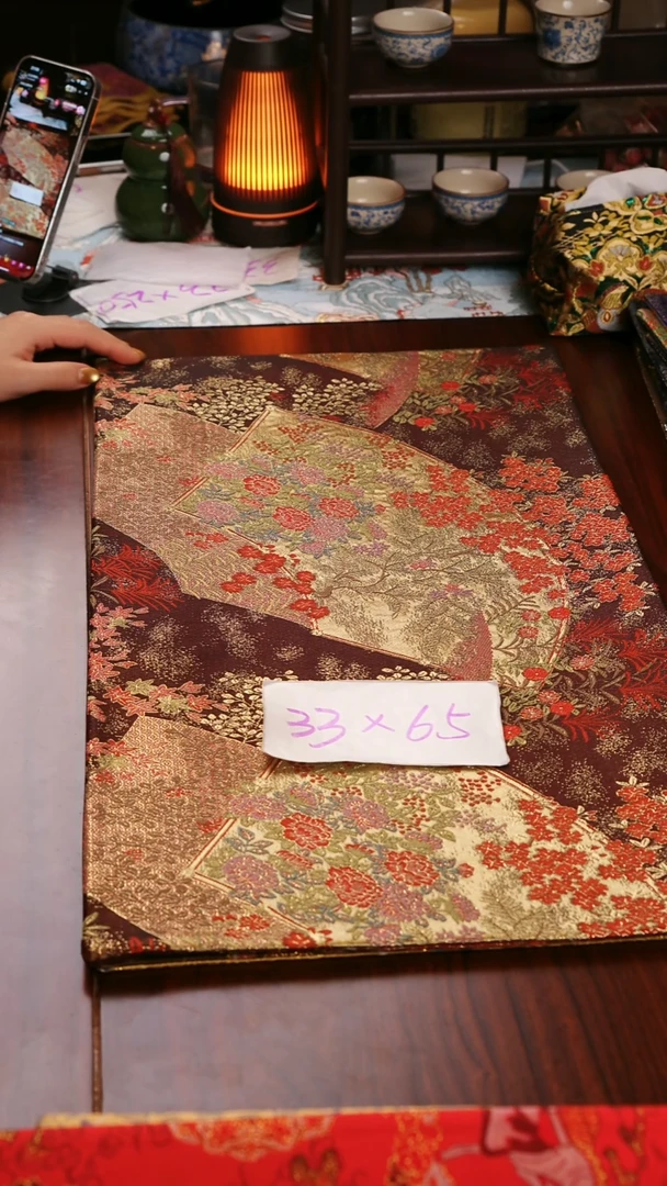 【西阵织金玉满堂红咖双面】中国风干泡织锦茶席33*65