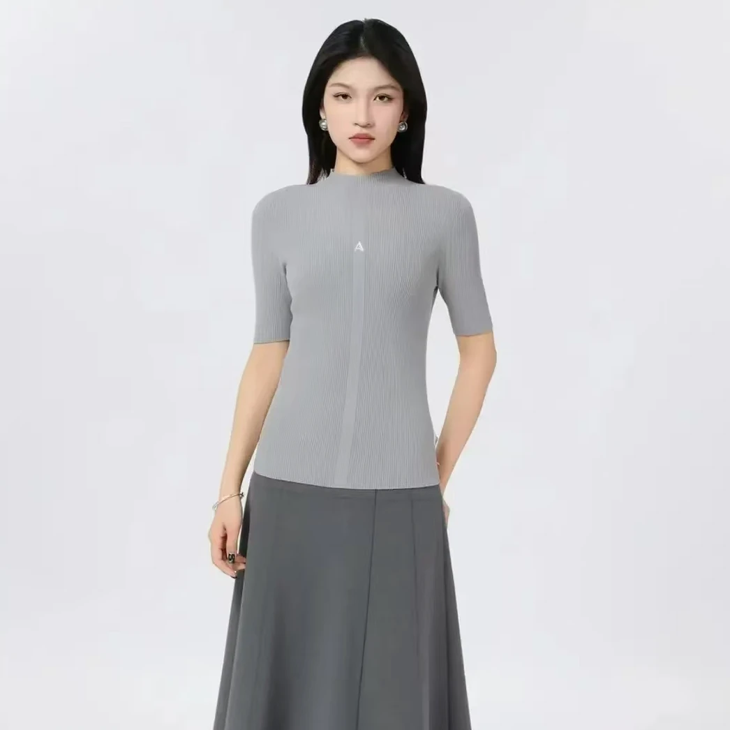 AMASS/阿玛施 【爱丽丝】百搭上衣T恤竖坑条修身显瘦针织衫538063