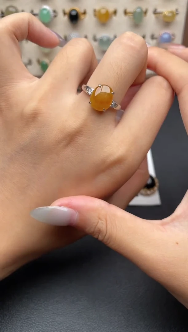 翡翠戒指银S925镶嵌一物一证一礼盒