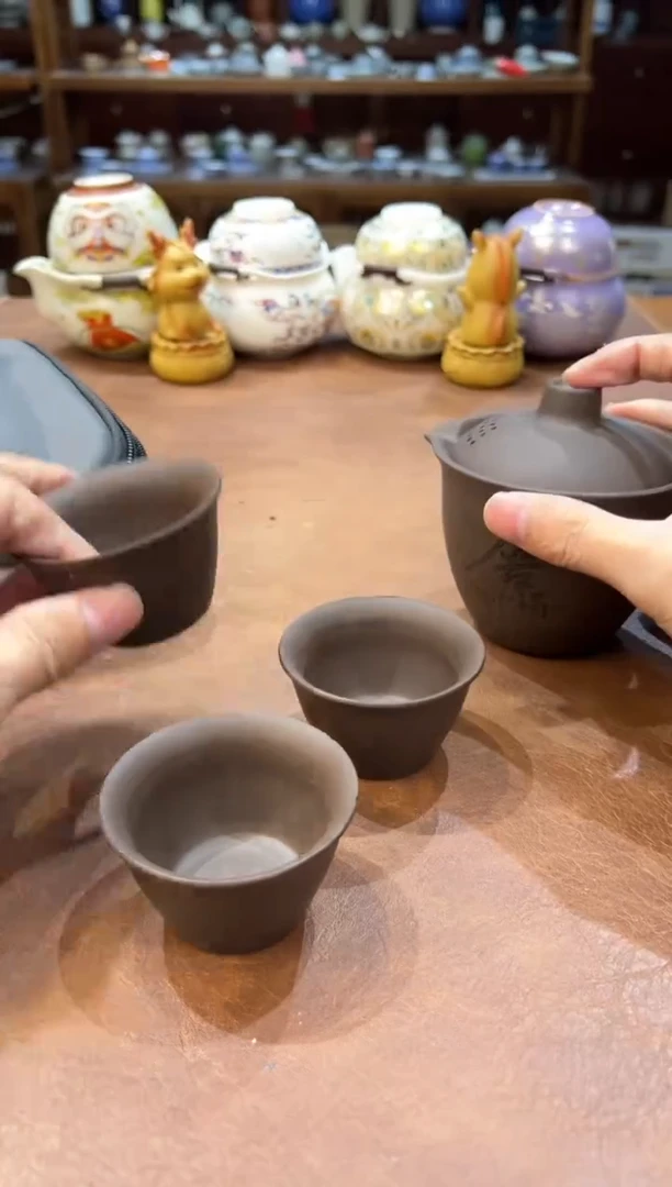 真的很便宜超好看会开片的旅行茶具