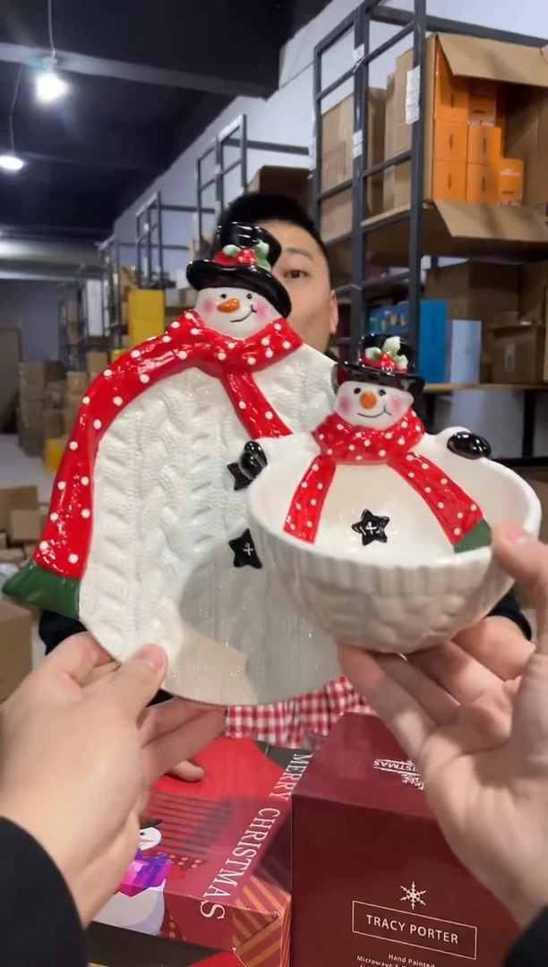 【闪购商品】杯原盒雪人碗加特雷西原盒雪人盘子2件套