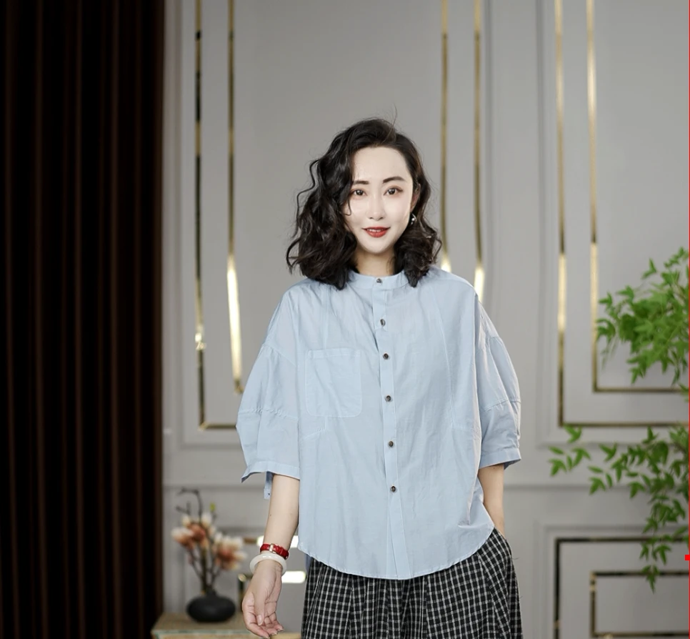 【焱森】夏季新款时尚洋气休闲舒适宽松短袖上衣