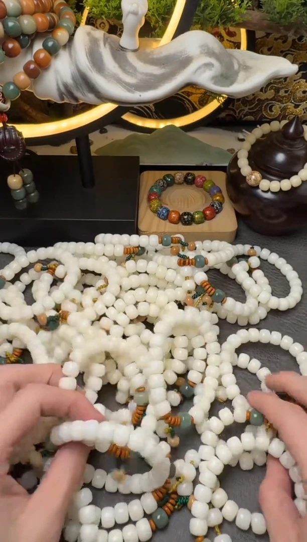 菩提根/象牙果手串白玉菩提8*10配饰