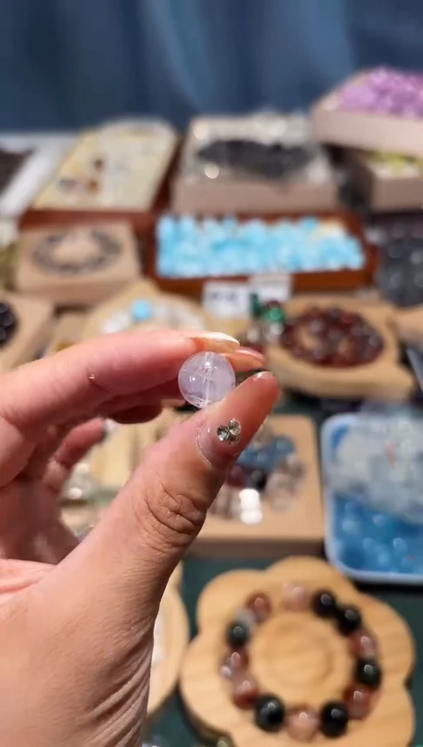 未镶嵌手串水晶蓝*灵D87蓝针圆珠宽卡12单颗