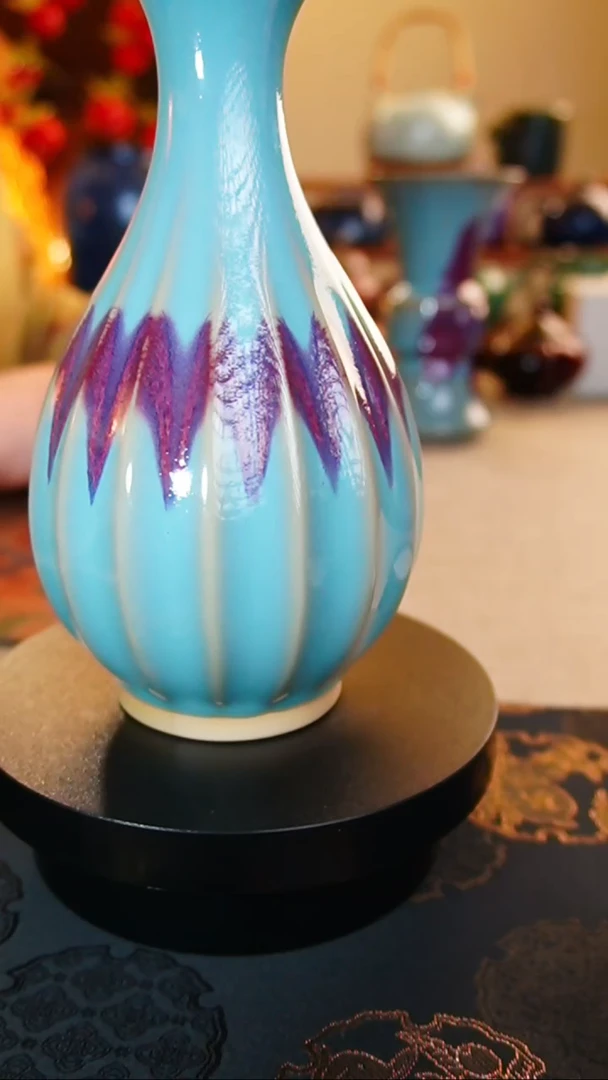 【闪购商品】瓷片115  仿古钧瓷花口玉壶春
