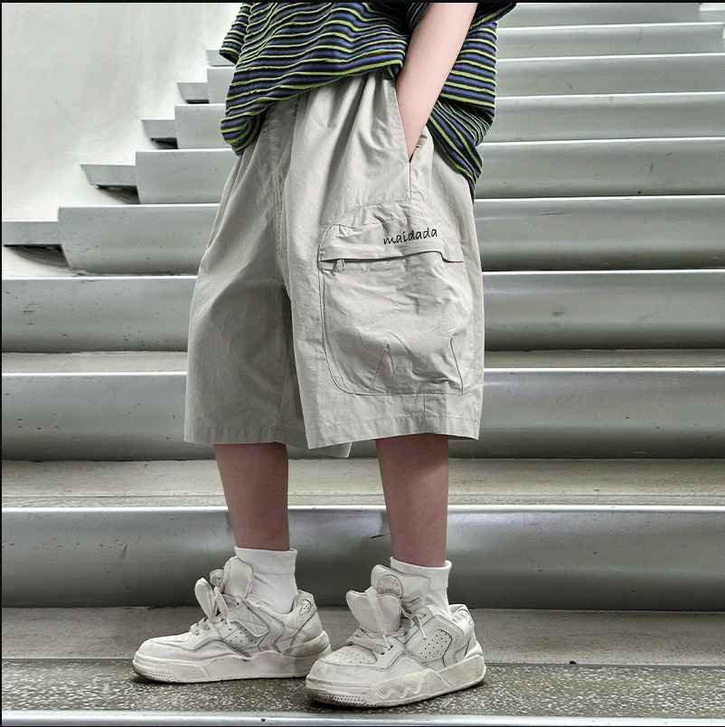 XMYY夏季新款中大童薄款潮酷轻薄裤子百搭帅气短裤/KZW1054