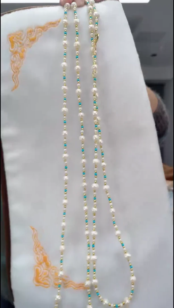 颈饰合金淡水珍珠0116珍珠长毛衣链