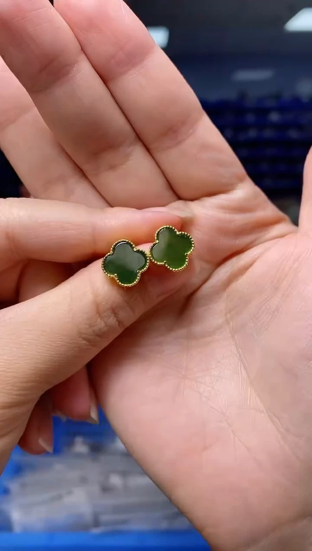 【闪购商品】和田玉耳饰银S925镶嵌   EZ4809