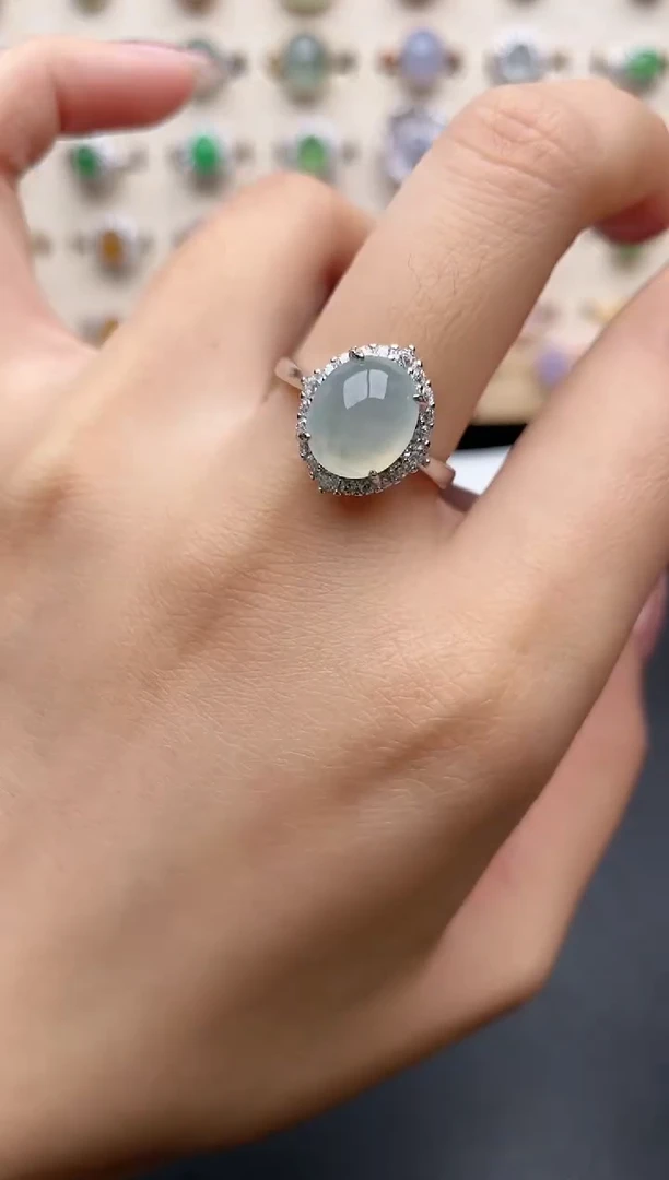 【闪购商品】翡翠戒指银S925镶嵌一物一证一礼盒