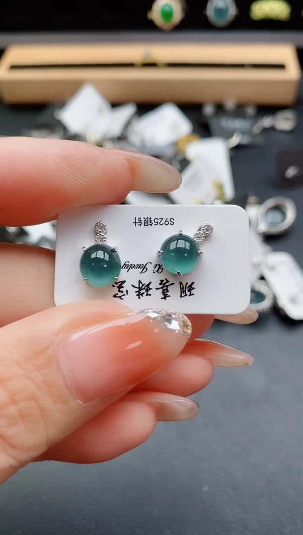 银S925镶嵌戒指翡翠1