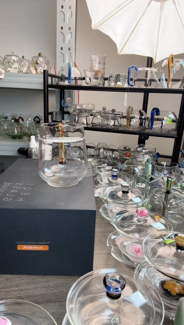 手工艺品玻璃禾器 丰然煮茶器浅紫