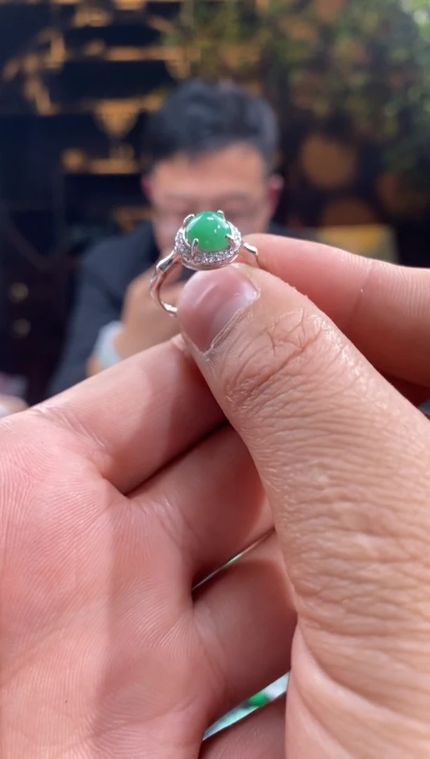 【闪购商品】翡翠戒指银S925镶嵌011905-天然翡翠a货戒指