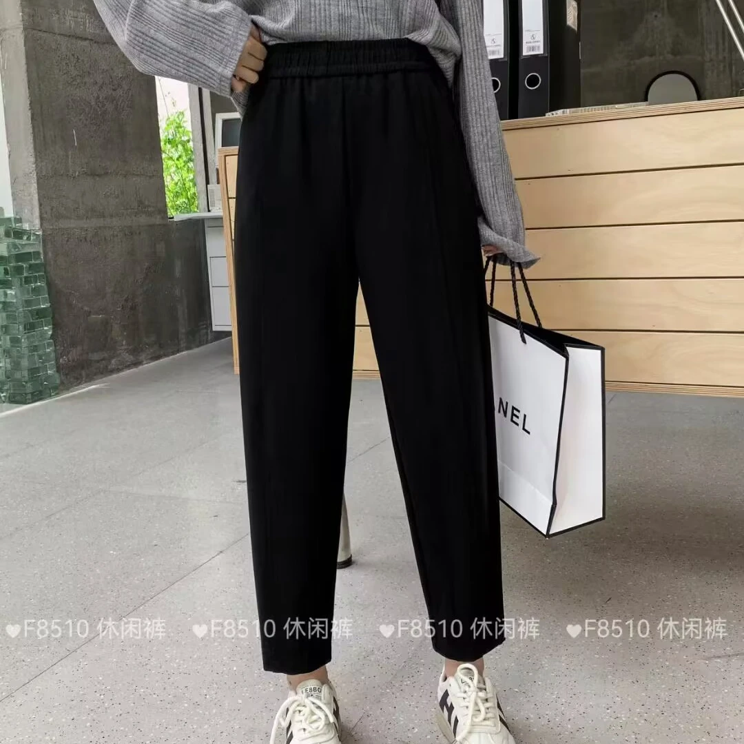 （香香F8510)春装新款2025显瘦气球小黑裤裤女