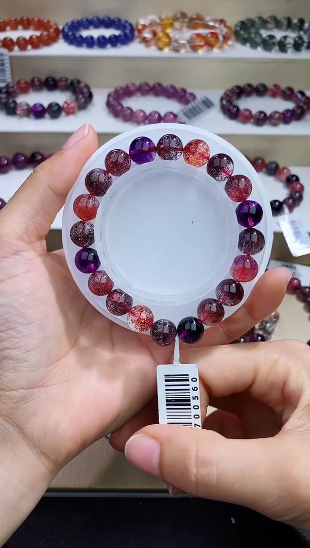 未镶嵌手串水晶黑加仑超七单圈9m+