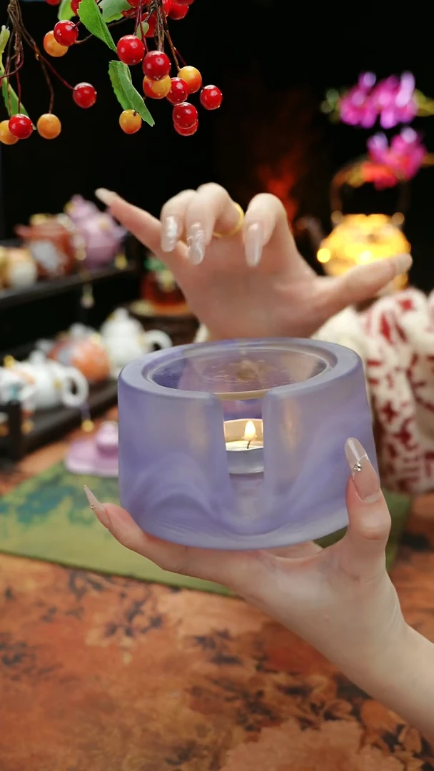 【闪购商品】紫色水晶琉璃蜡烛温茶台