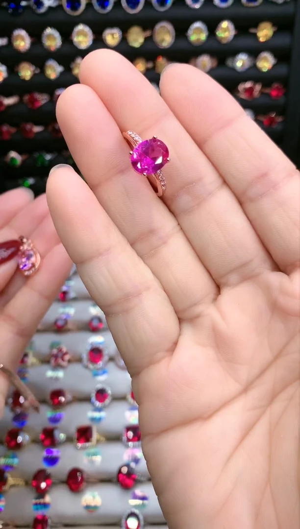 【闪购商品】蓝宝石戒指银S925镶嵌玫瑰金8.10