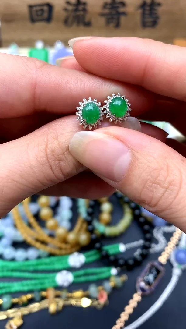 【闪购商品】翡翠耳饰18K金镶嵌257-中国好珍宝