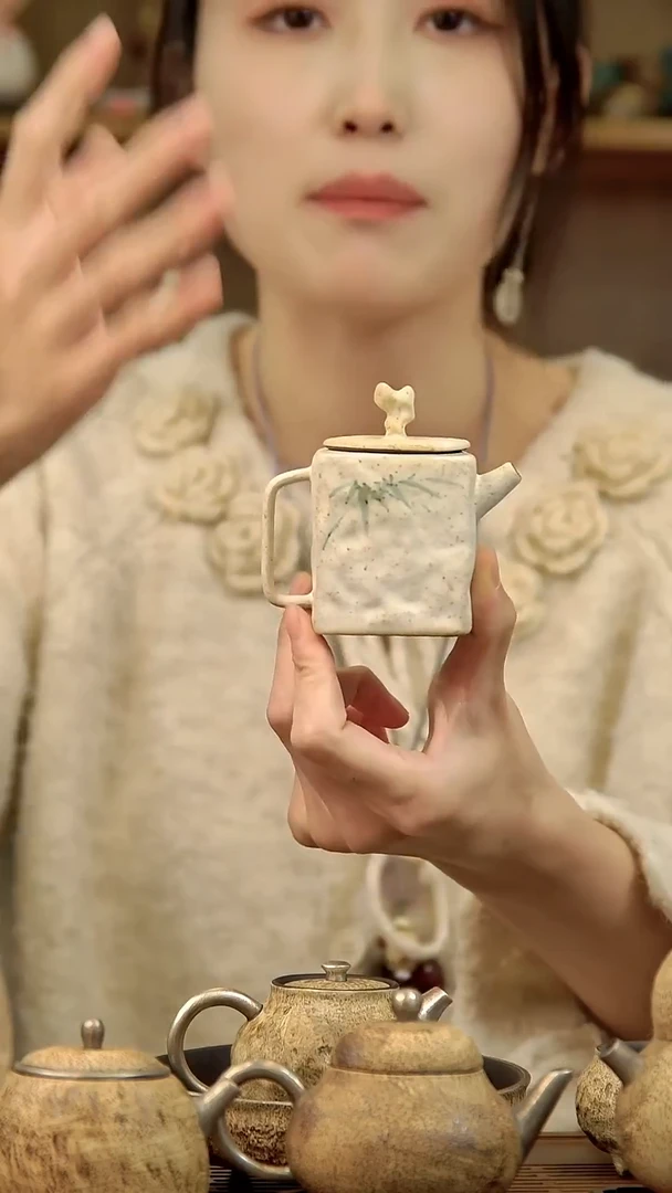 言野手作 落雪手绘四方壶