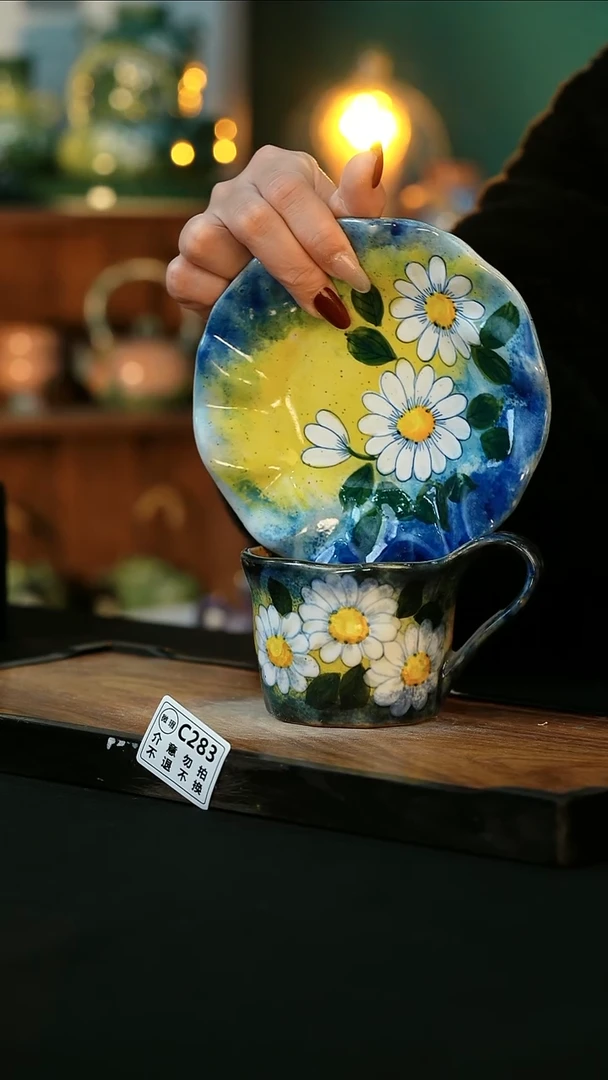 【闪购商品】杯手绘心瓷陶瓷浮力微瑕