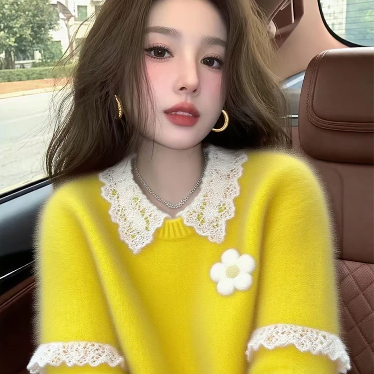 毛衣女2025秋慵懒高级感独特百搭减龄软糯气质套头洋气针织上衣