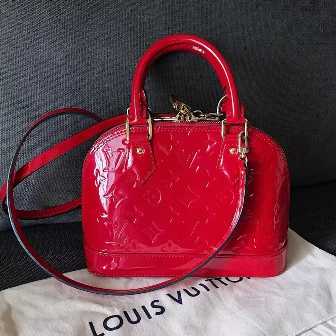 95新 LouisVuitton/路易威登 粉车厘子贝壳/手提/漆皮/包包