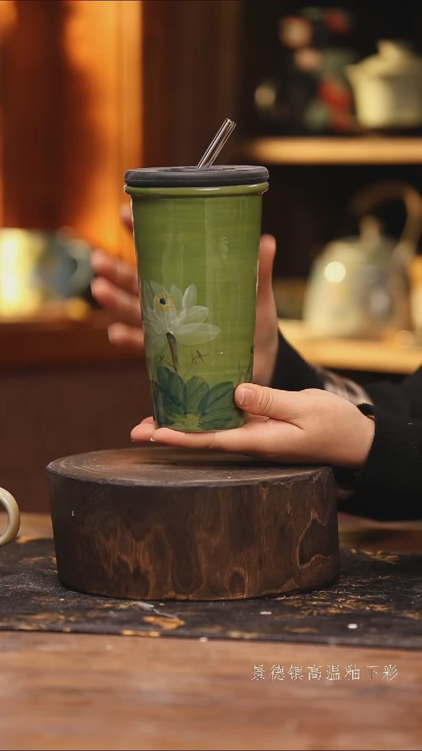 陶瓷景德镇高温釉下手绘陶瓷@L476@