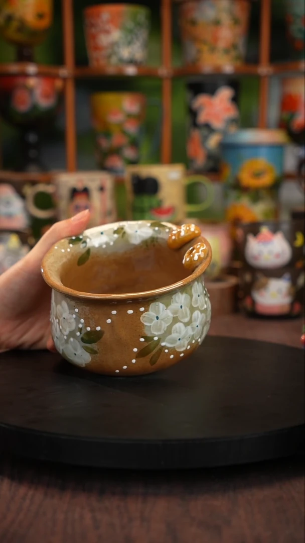 釉下手绘陶瓷面包碗