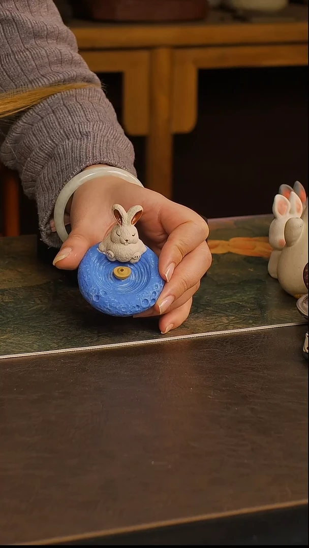 紫砂茶宠小白兔香插